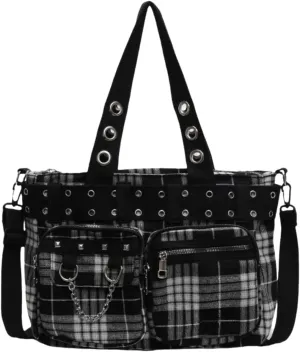 Gothic Goth Purse,Punk Grunge Messenger Bag,Cool Goth Canvas Shoulder Bag for Women