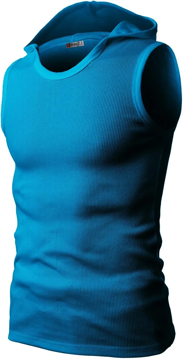 H2H Men's Casual Slim Fit Hoodie Tank Tops Gym Workout Sleeveless T Shirt
