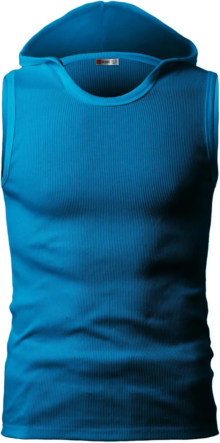 H2H Men's Casual Slim Fit Hoodie Tank Tops Gym Workout Sleeveless T Shirt