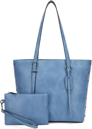 Handbag for Women Tote Bag PU Leather Large Shoulder Bag Top Handle Satchel Purses 2Pcs Set