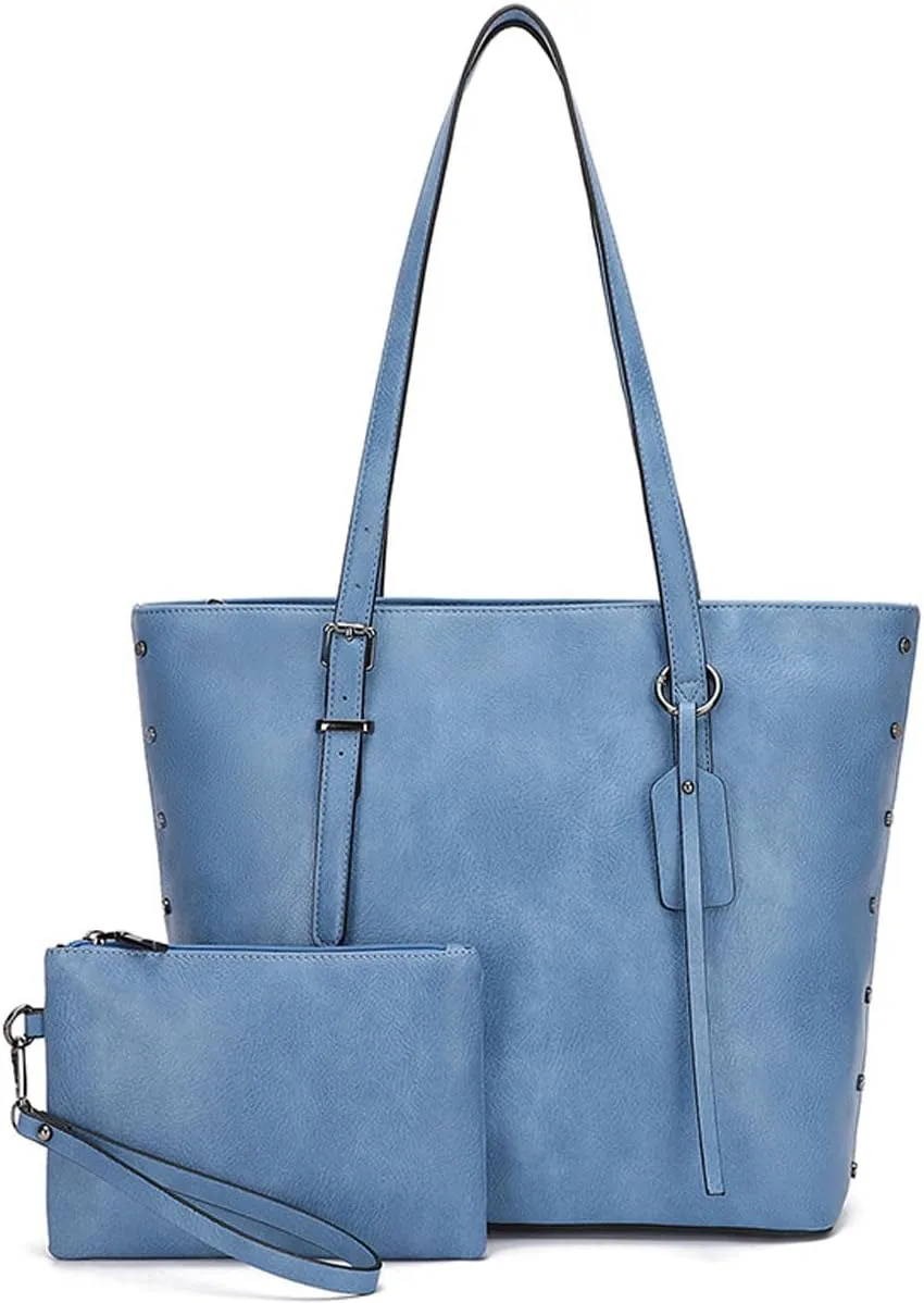 Handbag for Women Tote Bag PU Leather Large Shoulder Bag Top Handle Satchel Purses 2Pcs Set