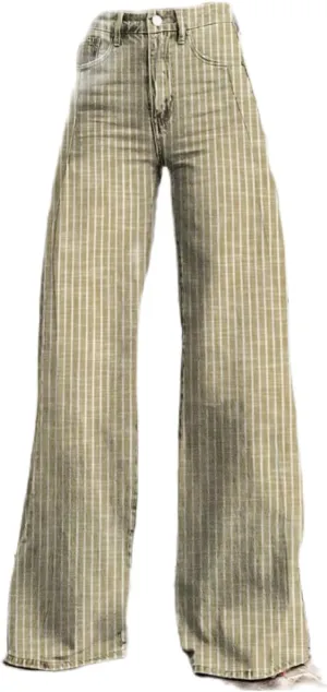 Hassembly Women Y2K Striped Jeans High Waist Button Wide Leg Casual Denim Pants Bootcut Flare Boyfriend Trousers with Pockets