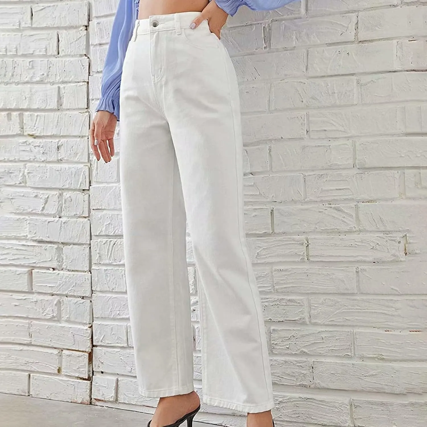 Hight Waisted Jeans for Women Trendy Casual Wide Leg Denim Sweatpants Plus Size Straight Leg Loose Fit Comfy Pants
