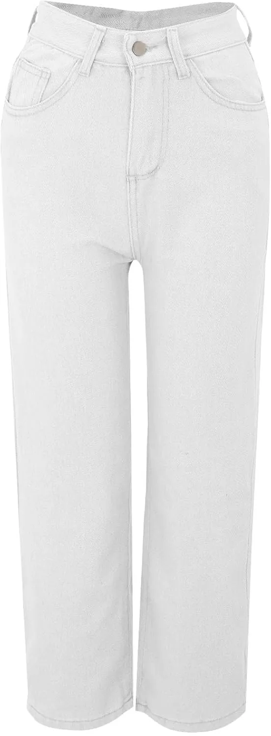 Hight Waisted Jeans for Women Trendy Casual Wide Leg Denim Sweatpants Plus Size Straight Leg Loose Fit Comfy Pants