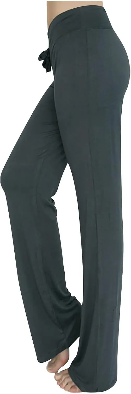 Hvyesh Womens Yoga Pants Wide Leg High Waist Tummy Control Loose Comfy Lounge Trousers Bootcut Drawstring Workout Leggings
