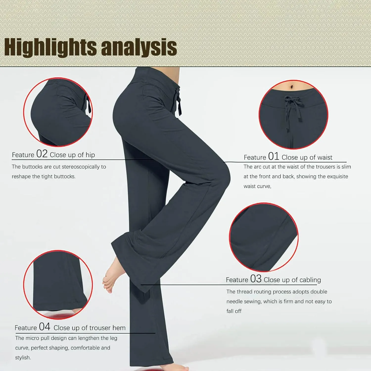 Hvyesh Womens Yoga Pants Wide Leg High Waist Tummy Control Loose Comfy Lounge Trousers Bootcut Drawstring Workout Leggings