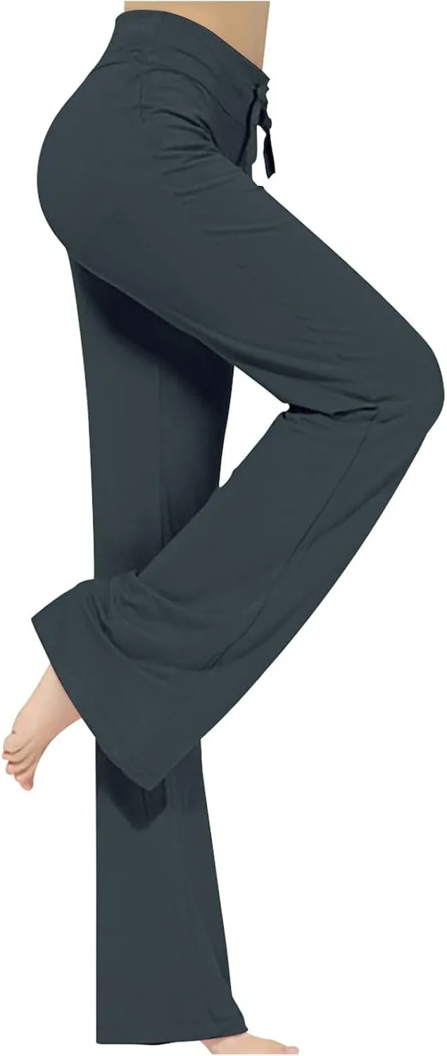 Hvyesh Womens Yoga Pants Wide Leg High Waist Tummy Control Loose Comfy Lounge Trousers Bootcut Drawstring Workout Leggings