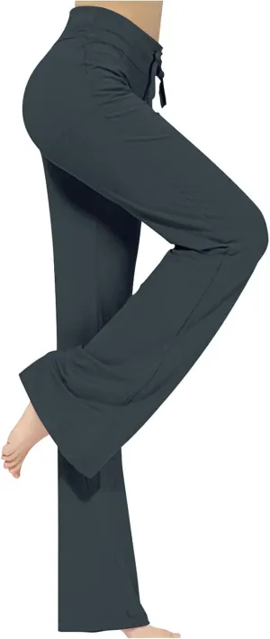 Hvyesh Womens Yoga Pants Wide Leg High Waist Tummy Control Loose Comfy Lounge Trousers Bootcut Drawstring Workout Leggings