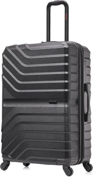 InUSA AURUM Hardside Luggage with Spinner Wheels | 28 in Durable Lightweight Large Checked Suitcase for Travel | Zipper Clouser Suit Case with Gel Handles and Trolley | Black