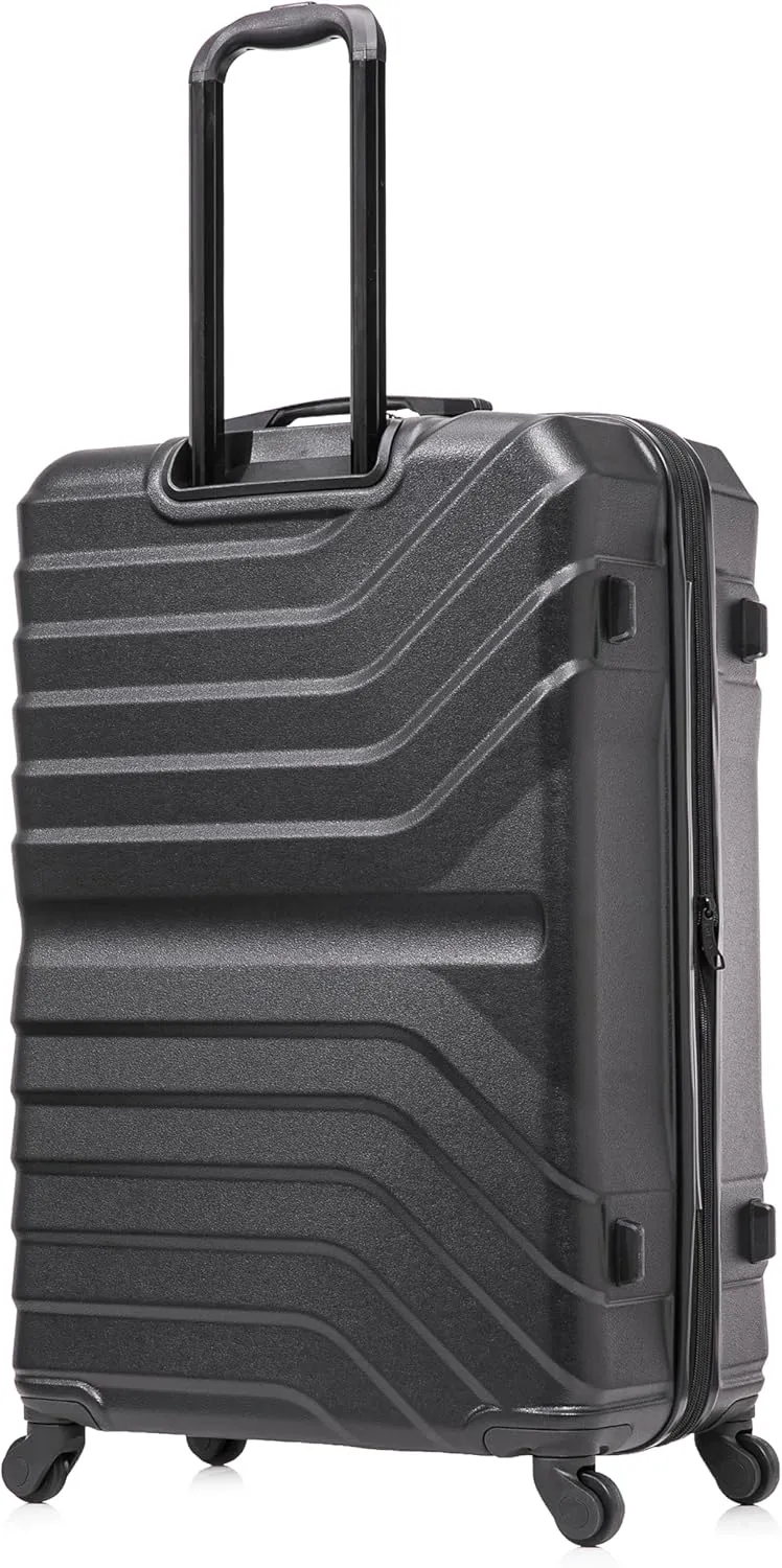 InUSA AURUM Hardside Luggage with Spinner Wheels | 28 in Durable Lightweight Large Checked Suitcase for Travel | Zipper Clouser Suit Case with Gel Handles and Trolley | Black