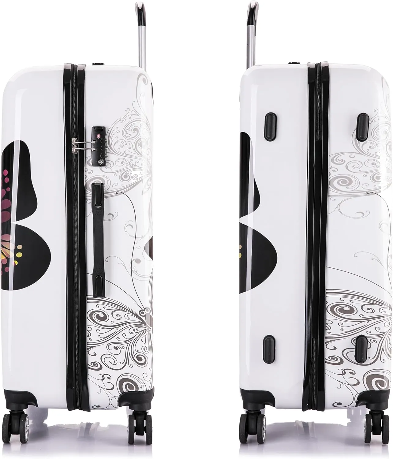 InUSA Butterfly Print Luggage with Spinner Wheels | Durable Lightweight Hardside Suitcase | Travel Bag with Handle and Trolley | 28-Inch Large Checked luggage