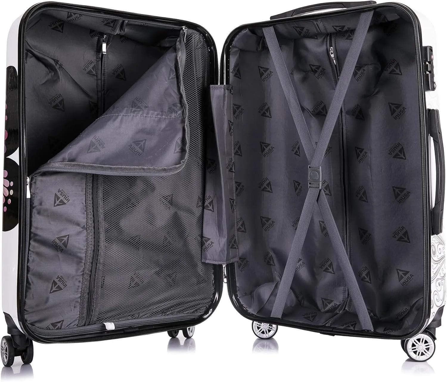 InUSA Butterfly Print Luggage with Spinner Wheels | Durable Lightweight Hardside Suitcase | Travel Bag with Handle and Trolley | 28-Inch Large Checked luggage