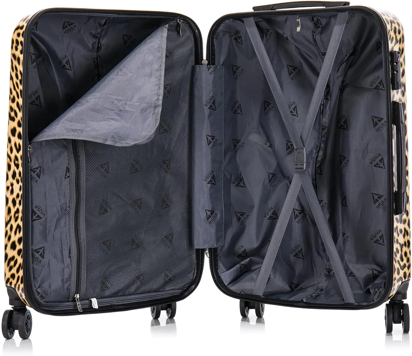 InUSA Cheetah Print Luggage with Spinner Wheels | Durable Lightweight Hardside Suitcase | Travel Bag with Handle and Trolley | 28-Inch Large Checked luggage