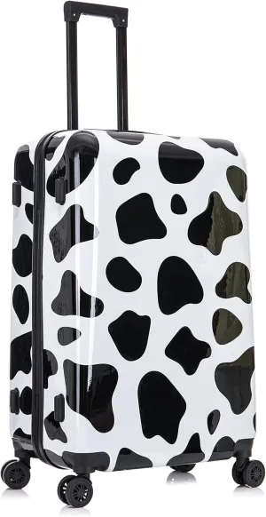 InUSA Cow Print Luggage with Spinner Wheels | Durable Lightweight Hardside Suitcase | Travel Bag with Handle and Trolley | 28-Inch Large Checked luggage