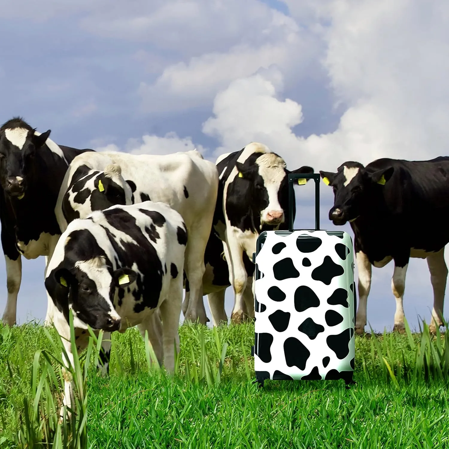 InUSA Cow Print Luggage with Spinner Wheels | Durable Lightweight Hardside Suitcase | Travel Bag with Handle and Trolley | 28-Inch Large Checked luggage