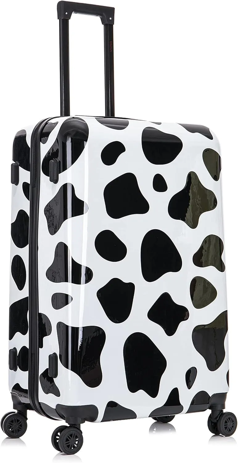 InUSA Cow Print Luggage with Spinner Wheels | Durable Lightweight Hardside Suitcase | Travel Bag with Handle and Trolley | 28-Inch Large Checked luggage