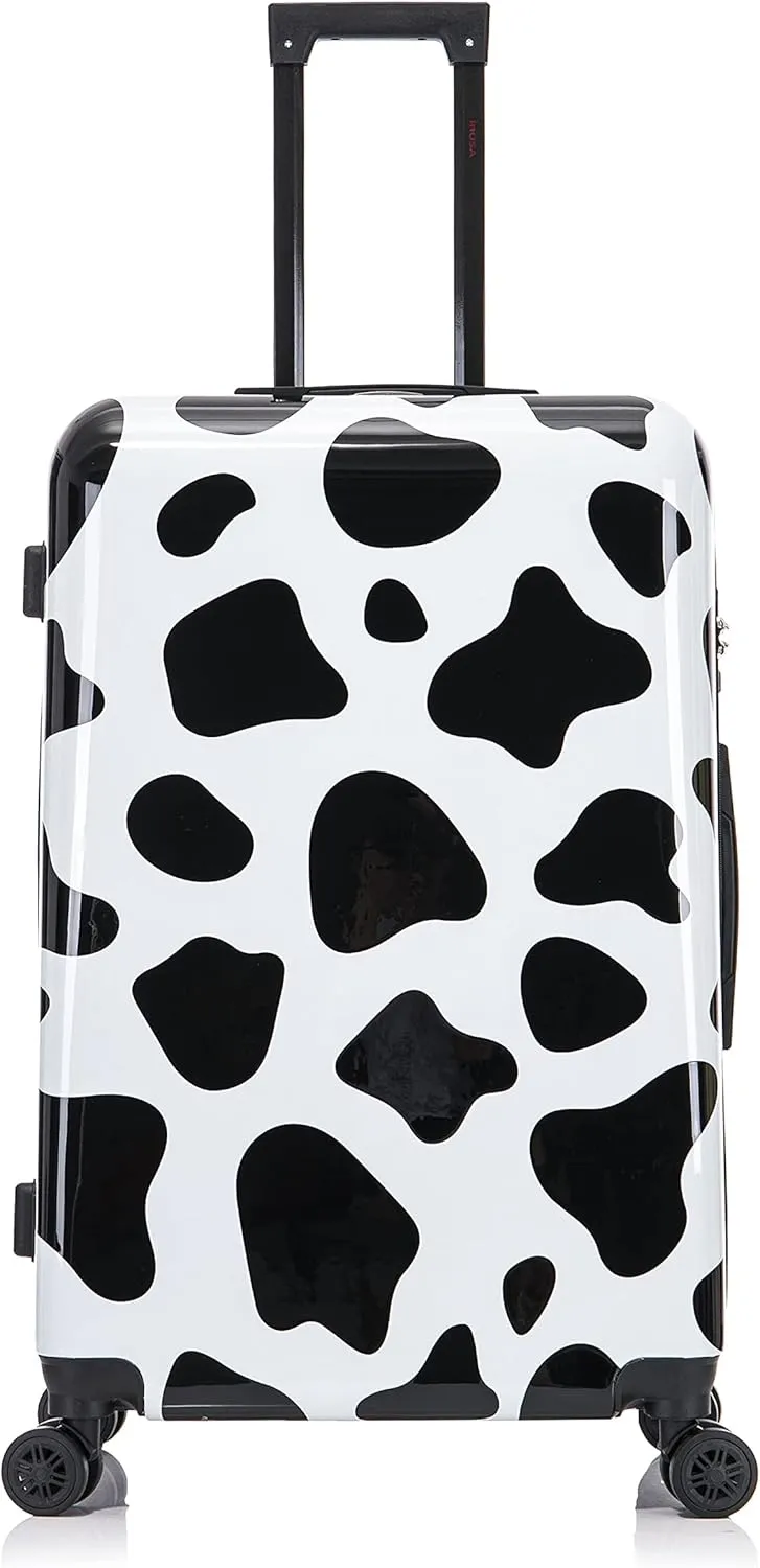 InUSA Cow Print Luggage with Spinner Wheels | Durable Lightweight Hardside Suitcase | Travel Bag with Handle and Trolley | 28-Inch Large Checked luggage