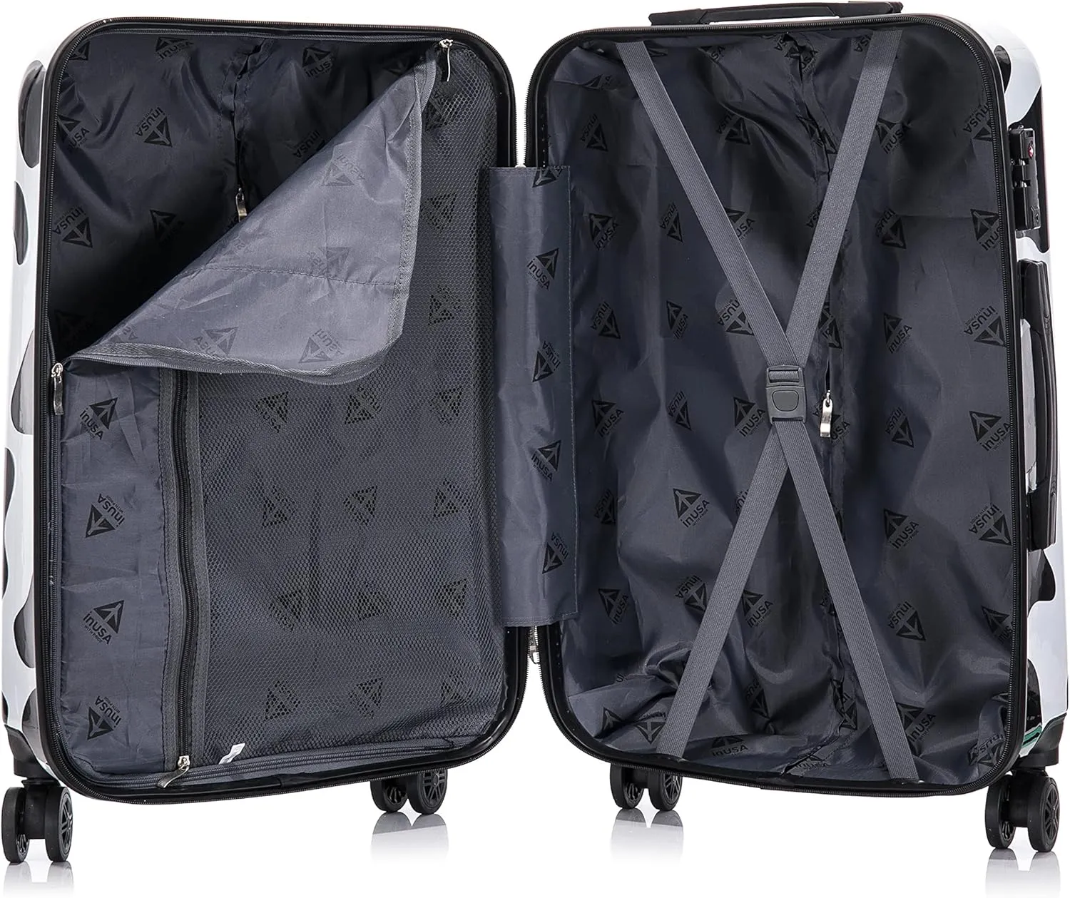 InUSA Cow Print Luggage with Spinner Wheels | Durable Lightweight Hardside Suitcase | Travel Bag with Handle and Trolley | 28-Inch Large Checked luggage