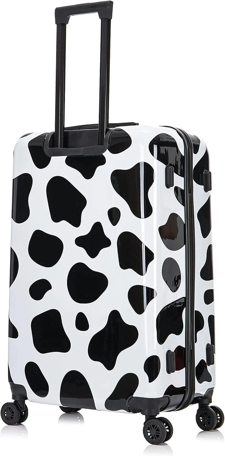 InUSA Cow Print Luggage with Spinner Wheels | Durable Lightweight Hardside Suitcase | Travel Bag with Handle and Trolley | 28-Inch Large Checked luggage