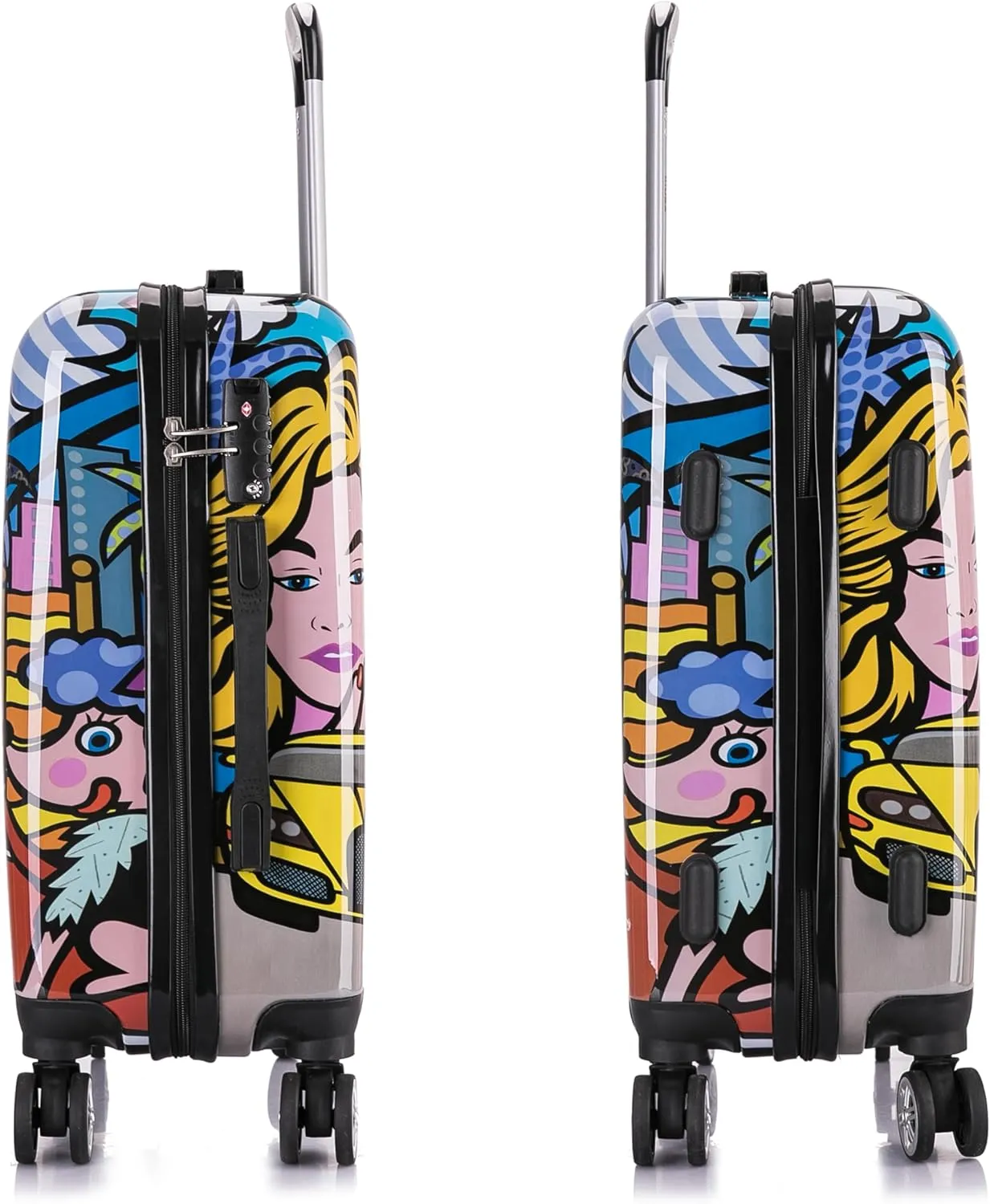 InUSA Hollywood Print Luggage with Spinner Wheels | Durable Lightweight Hardside Suitcase | Travel Bag with Handle and Trolley | 20 Inch Carry-On Spinner Luggage