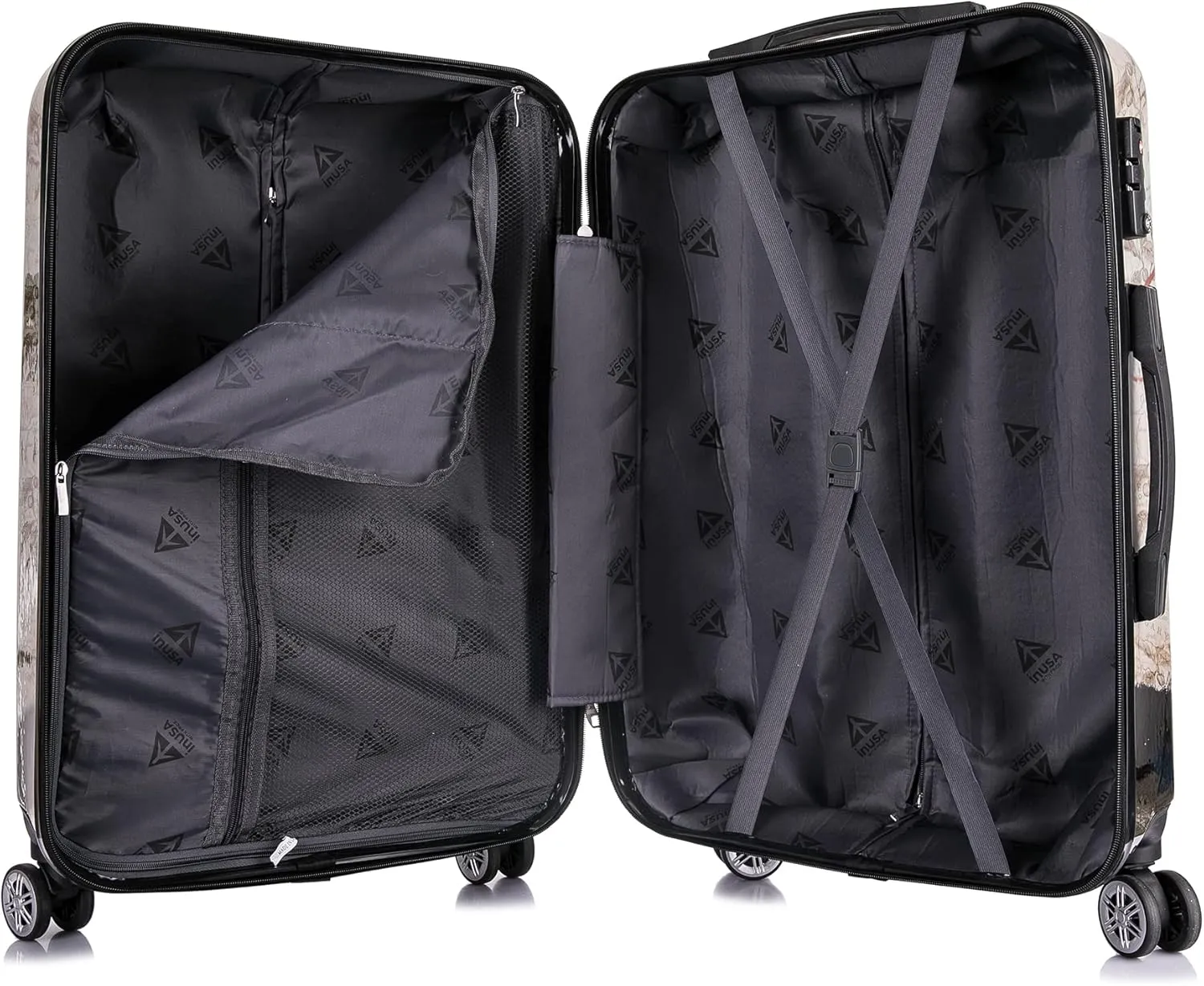 InUSA Paris Print Luggage with Spinner Wheels | Durable Lightweight Hardside Suitcase | Travel Bag with Handle and Trolley | 20 Inch Carry-On Spinner Luggage
