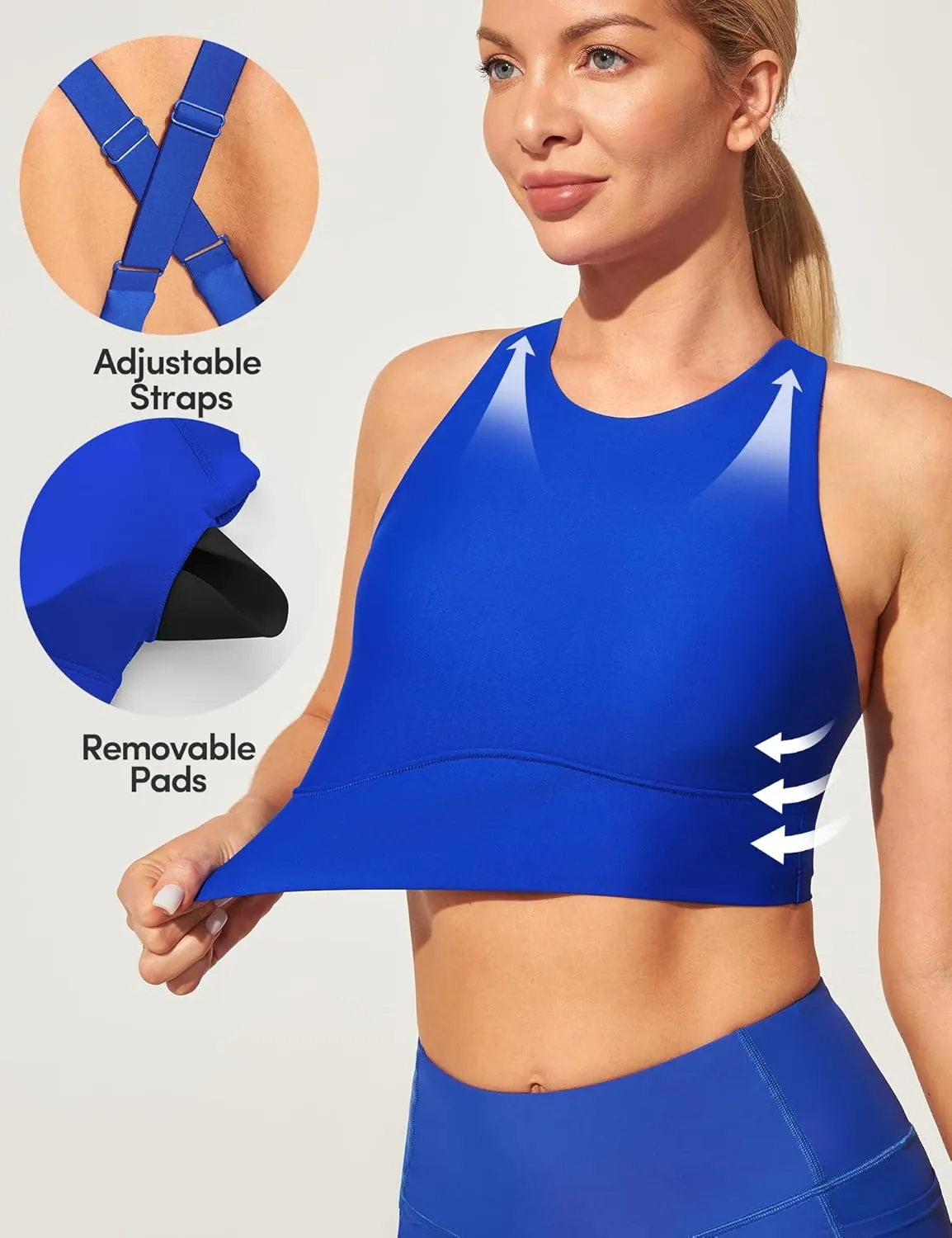 IUGA Bikini Tops for Women Adjustable Cross Back Swim Top Quick Dry Bathing Suit Tops High Neck Swim Bra UPF 50 
