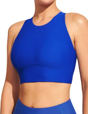 IUGA Bikini Tops for Women Adjustable Cross Back Swim Top Quick Dry Bathing Suit Tops High Neck Swim Bra UPF 50 