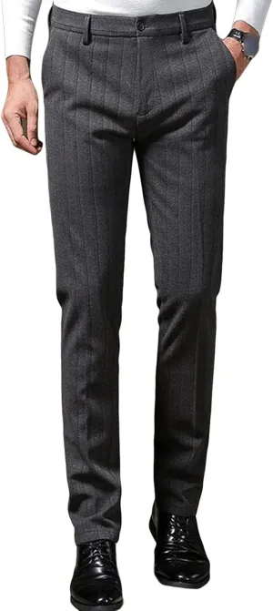 JEShifangjiusu Men's Regular Fit Linen Suit Pant Slim Fit Stretch Dress Pant Loose Flat Front Dress Pant Chino Pant (33,Dark Grey), Dark Grey, 33