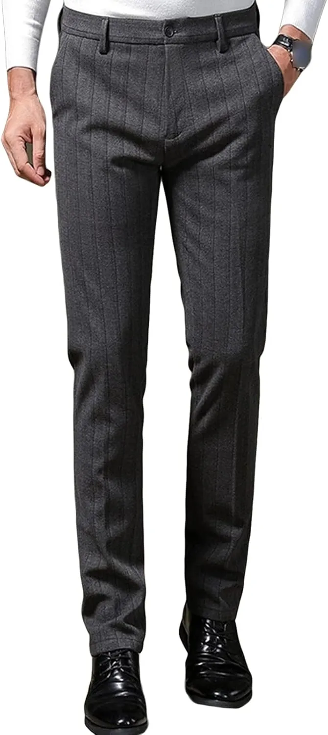 JEShifangjiusu Men's Regular Fit Linen Suit Pant Slim Fit Stretch Dress Pant Loose Flat Front Dress Pant Chino Pant (33,Dark Grey), Dark Grey, 33