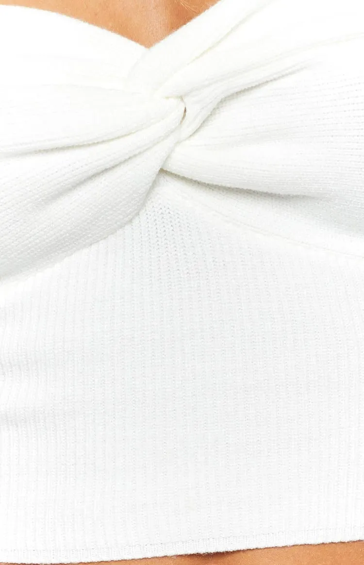 Jessica White Twist Front Bandeau Top