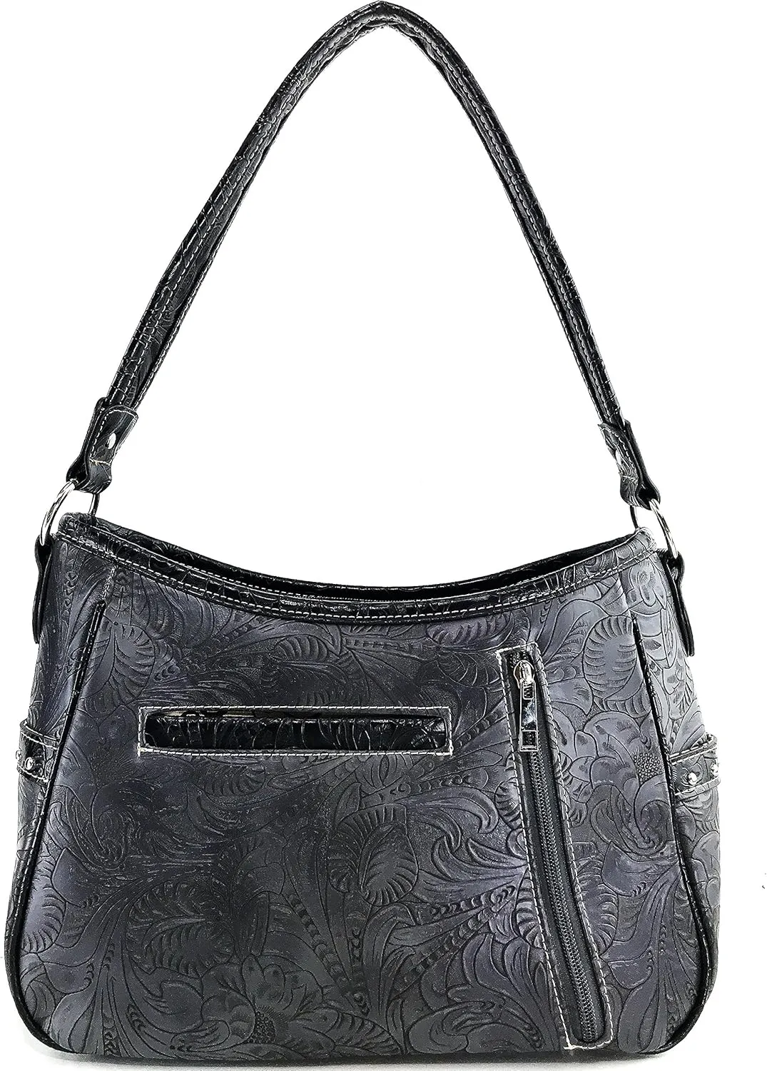 Justin West Turquoise Stone Concho Feathers Western Tooled Studs Concealed Carry Handbag Purse