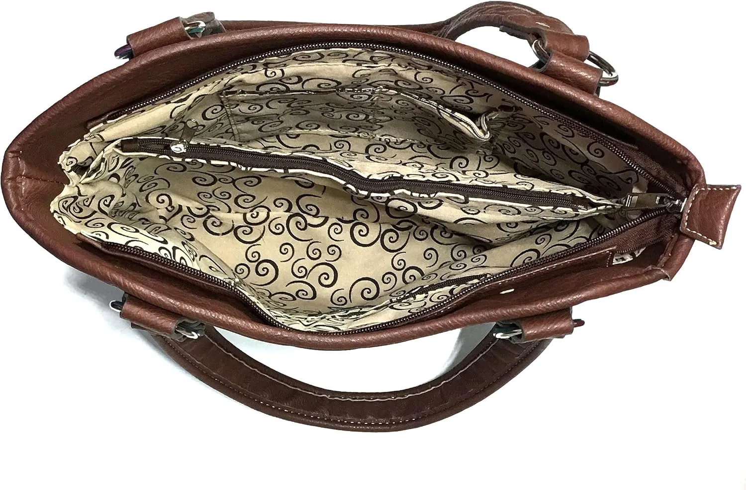 Justin West Turquoise Stone Concho Feathers Western Tooled Studs Concealed Carry Handbag Purse