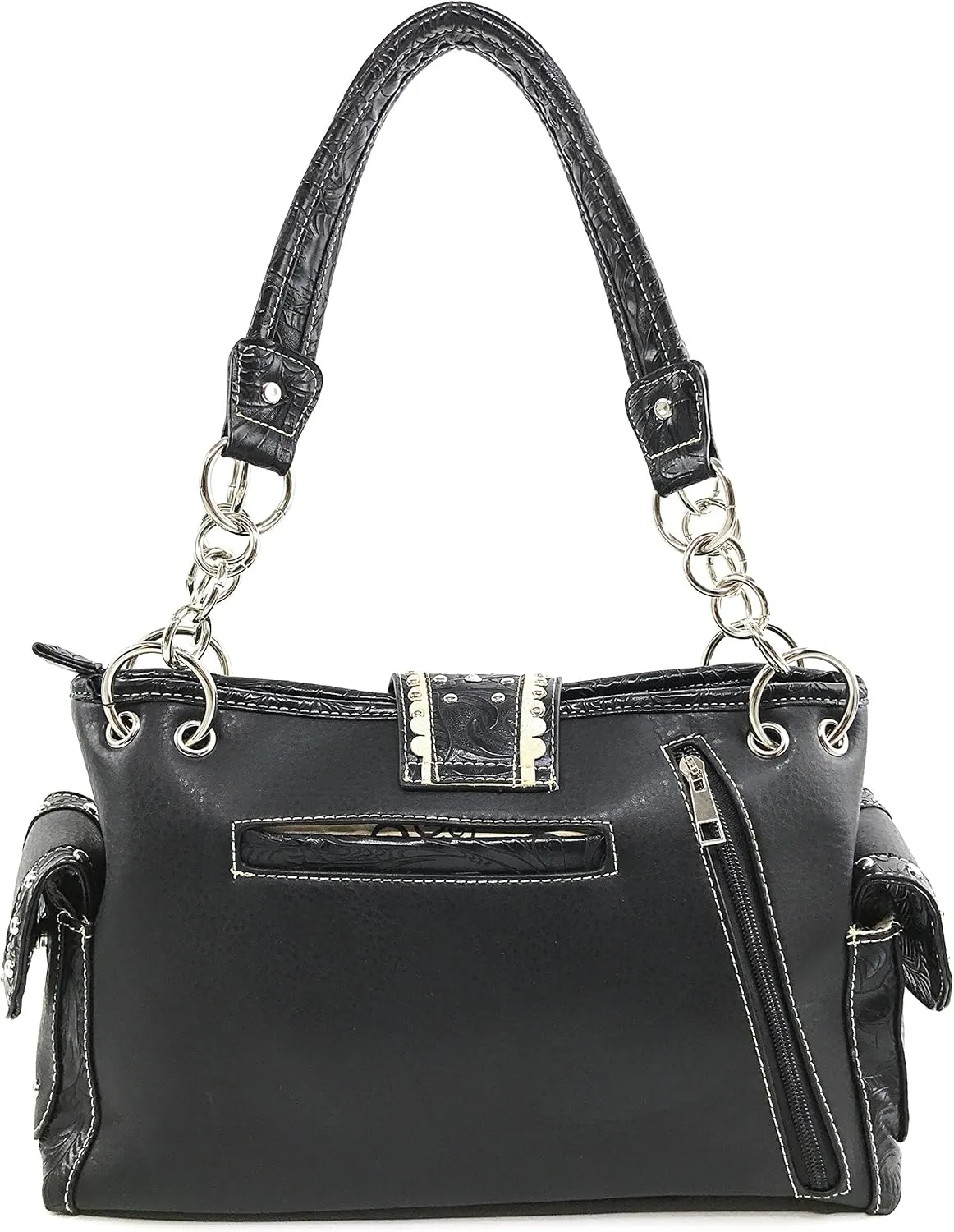 Justin West Western Brown Purse Floral Buckle Concealed Carry Handbag