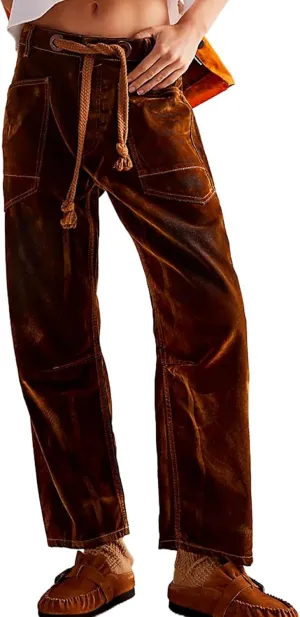 Kedera Mid Rise Barrel Pant Women 2025 Spring Drawstring Wide Leg Denim Jean Trousers Baggy Boyfriend Jean with Pockets