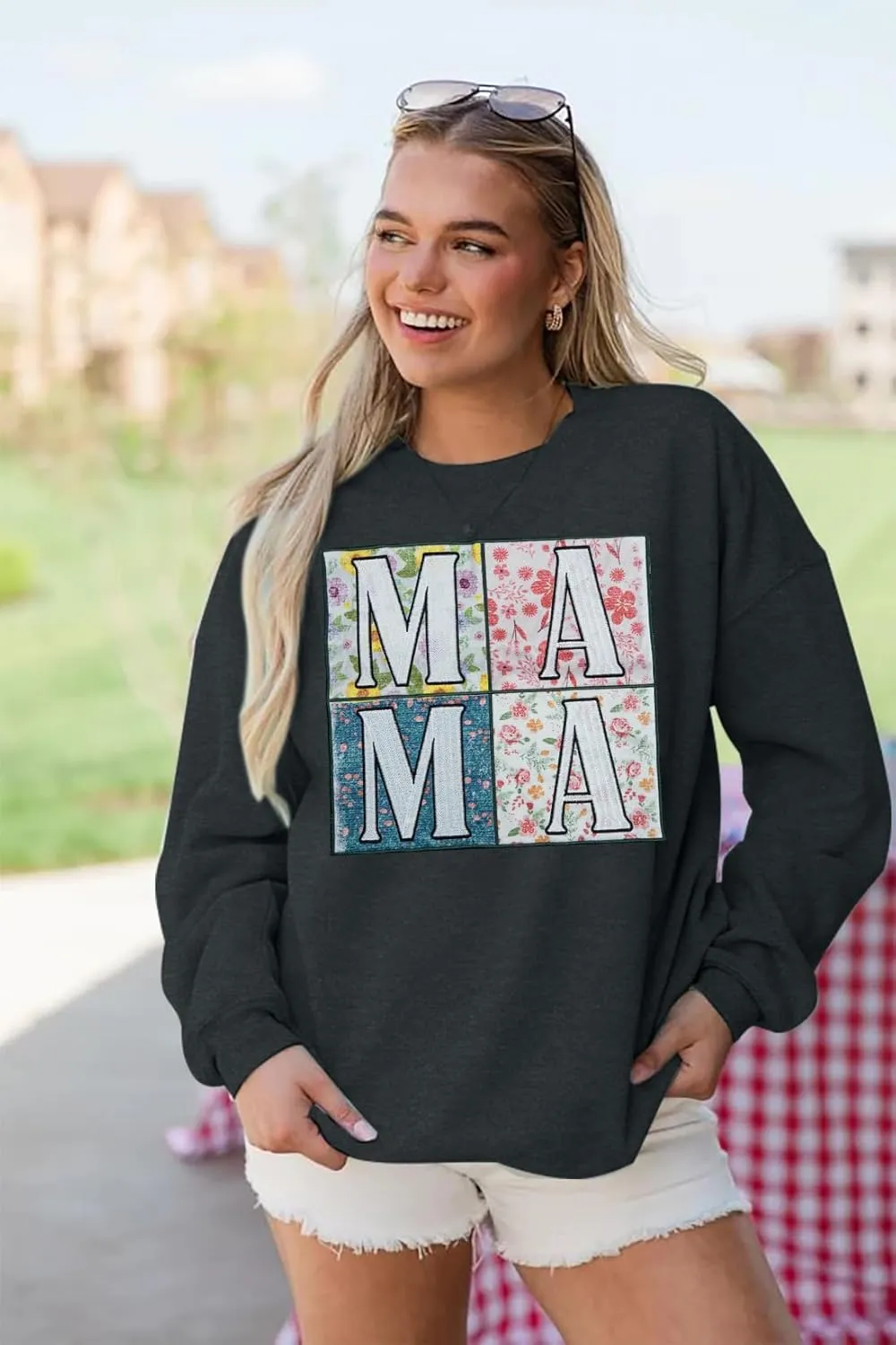 KIDDAD Mama Sweatshirt for Women Mom Sweatshirts Oversized Mama Floral Graphic Sweatshirt Casual Mom Life Pullover Tops