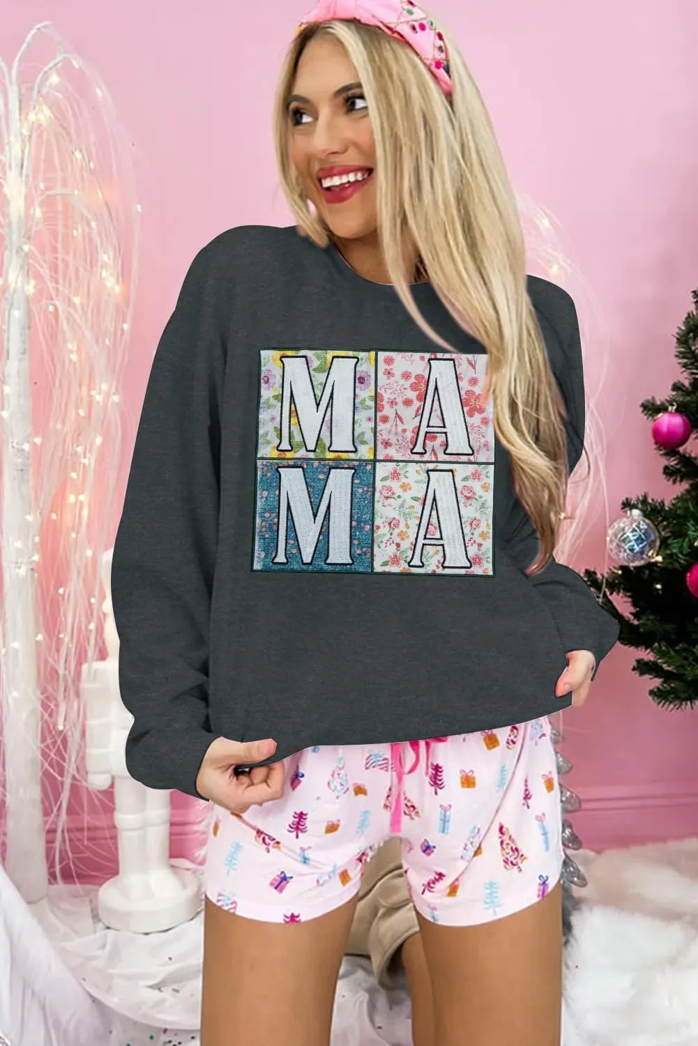 KIDDAD Mama Sweatshirt for Women Mom Sweatshirts Oversized Mama Floral Graphic Sweatshirt Casual Mom Life Pullover Tops