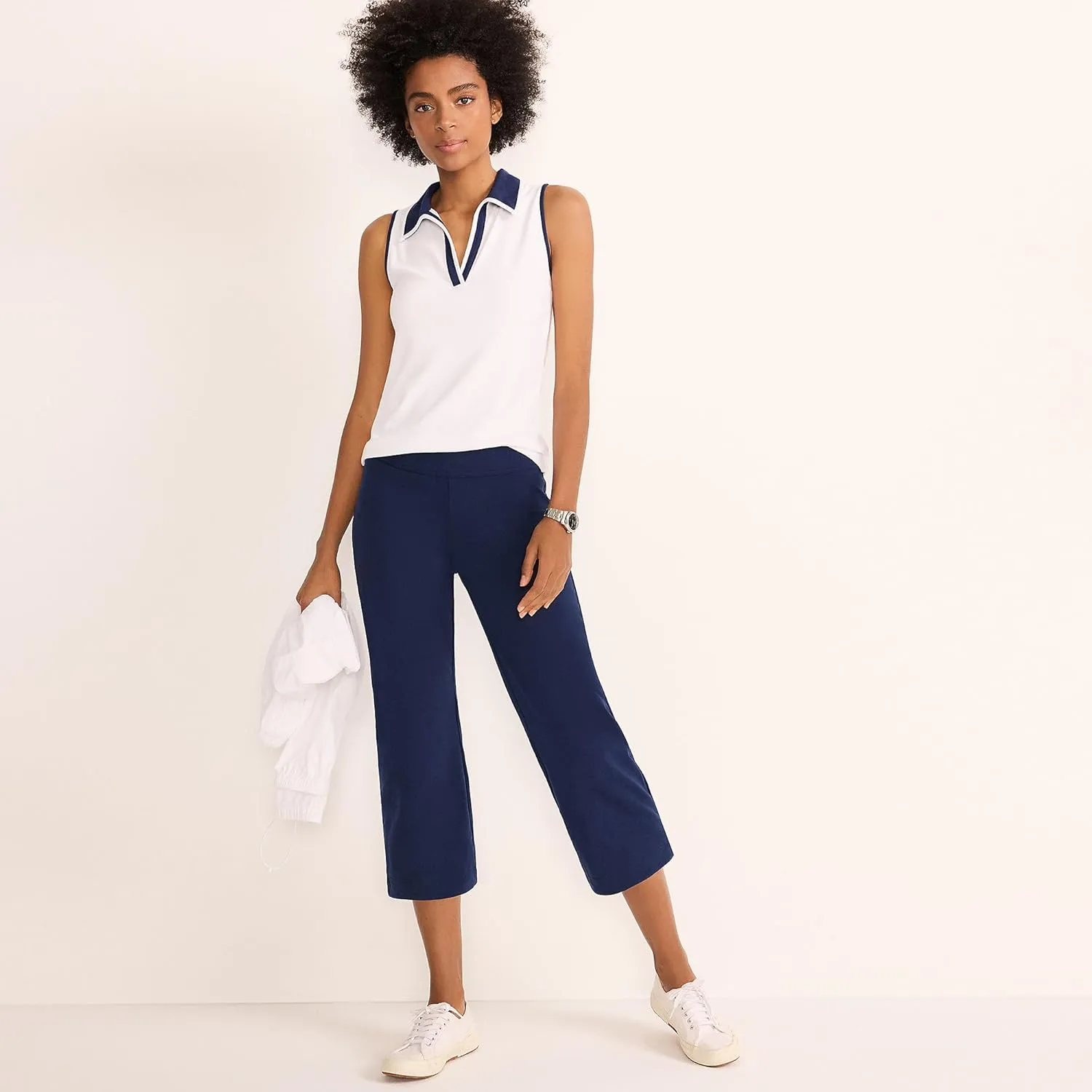 Lands' End Women's Starfish Mid Rise Pull-On Crop Pants