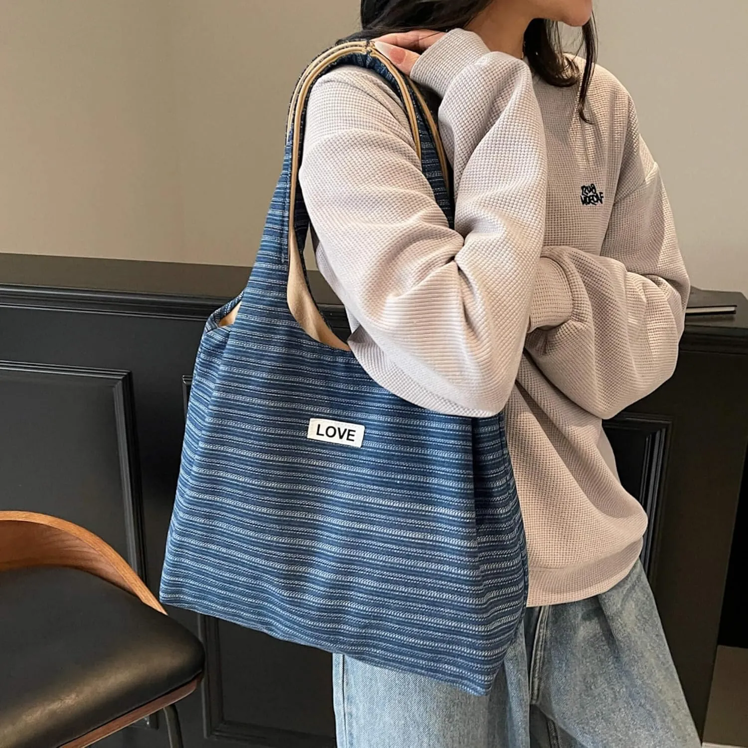Lightweight Nylon Hobo Shoulder Bag, Slouch Purse with Metal Zipper, Women's Casual & Work Tote