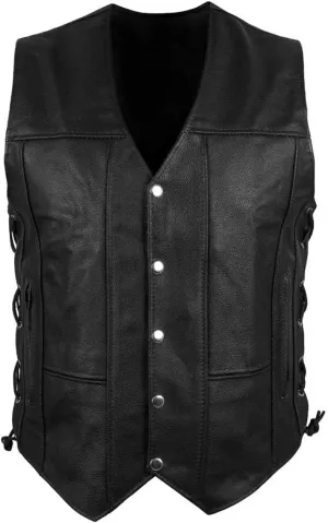 LP-FACON Men's Club Biker Vintage Fashion Motorcycle | Western Cowboy Leather Vest | Waistcoat Collection