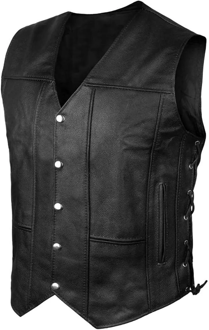 LP-FACON Men's Club Biker Vintage Fashion Motorcycle | Western Cowboy Leather Vest | Waistcoat Collection