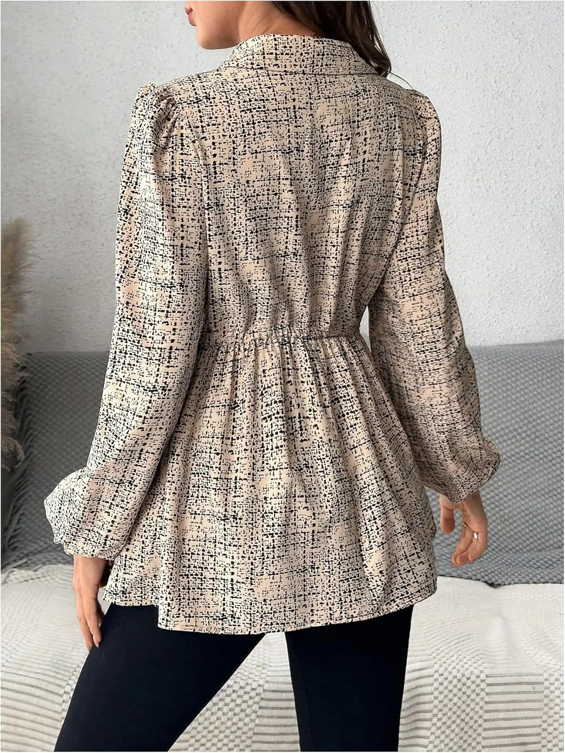 MakeMeChic Women's Maternity Shirts Long Sleeve Belted Button Down Casual Pregnancy Blouse Tops