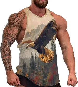 MARSVOVO Workout Tank Tops for Men Animal Graphic Casual Sleeveless Breathable Quick-Dry Muscle Vest Fashion Summer 2024