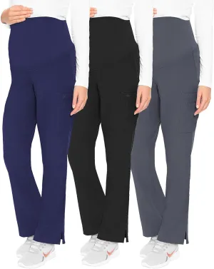 Med Couture Maternity Scrub Pant - 3 Pockets Straight Leg with Side Vents at Hem Soft Jersey Knit Waist Panel - MC028