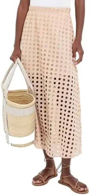 Melliflo Women Eyelet Maxi Skirt 2025 Summer Holow Out High Elastic Waist Beach Skirts with Underneath