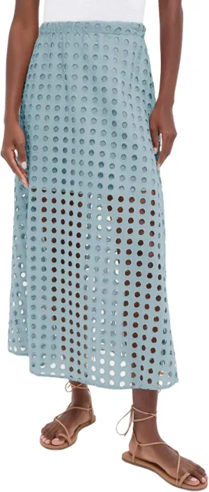 Melliflo Women Eyelet Maxi Skirt 2025 Summer Holow Out High Elastic Waist Beach Skirts with Underneath