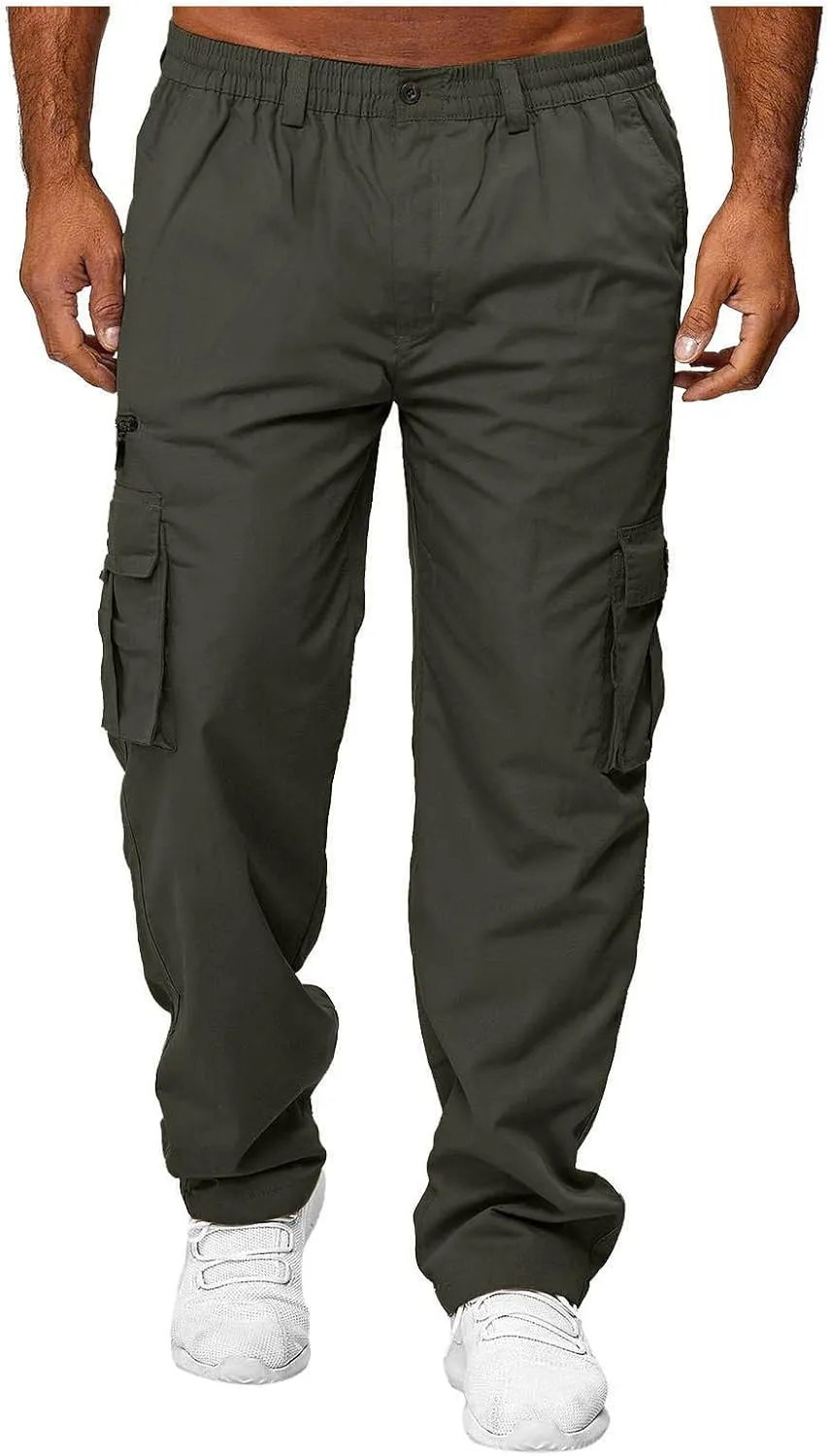 Mens Cargo Pants Slim with Pockets Hiking Pants Big and Tall Stretch Skinny Fit Baggy Sweatpants Travel Pants Workout