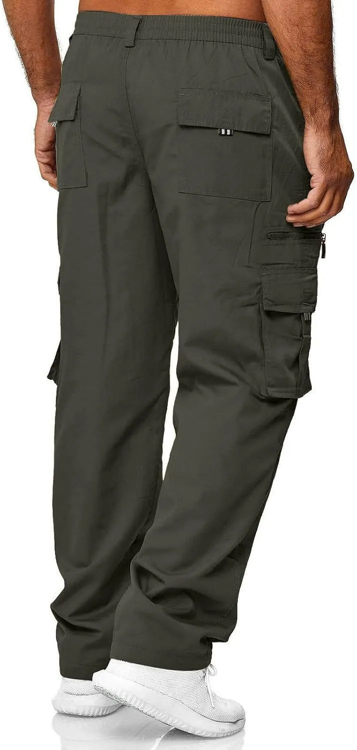 Mens Cargo Pants Slim with Pockets Hiking Pants Big and Tall Stretch Skinny Fit Baggy Sweatpants Travel Pants Workout
