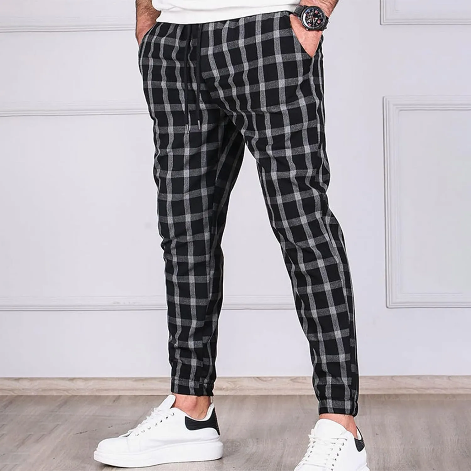 Mens Casual Slim Skinny Stretch Flat Front Solid Comfy Fashion Style Business Dress Slacks Chinos Pants