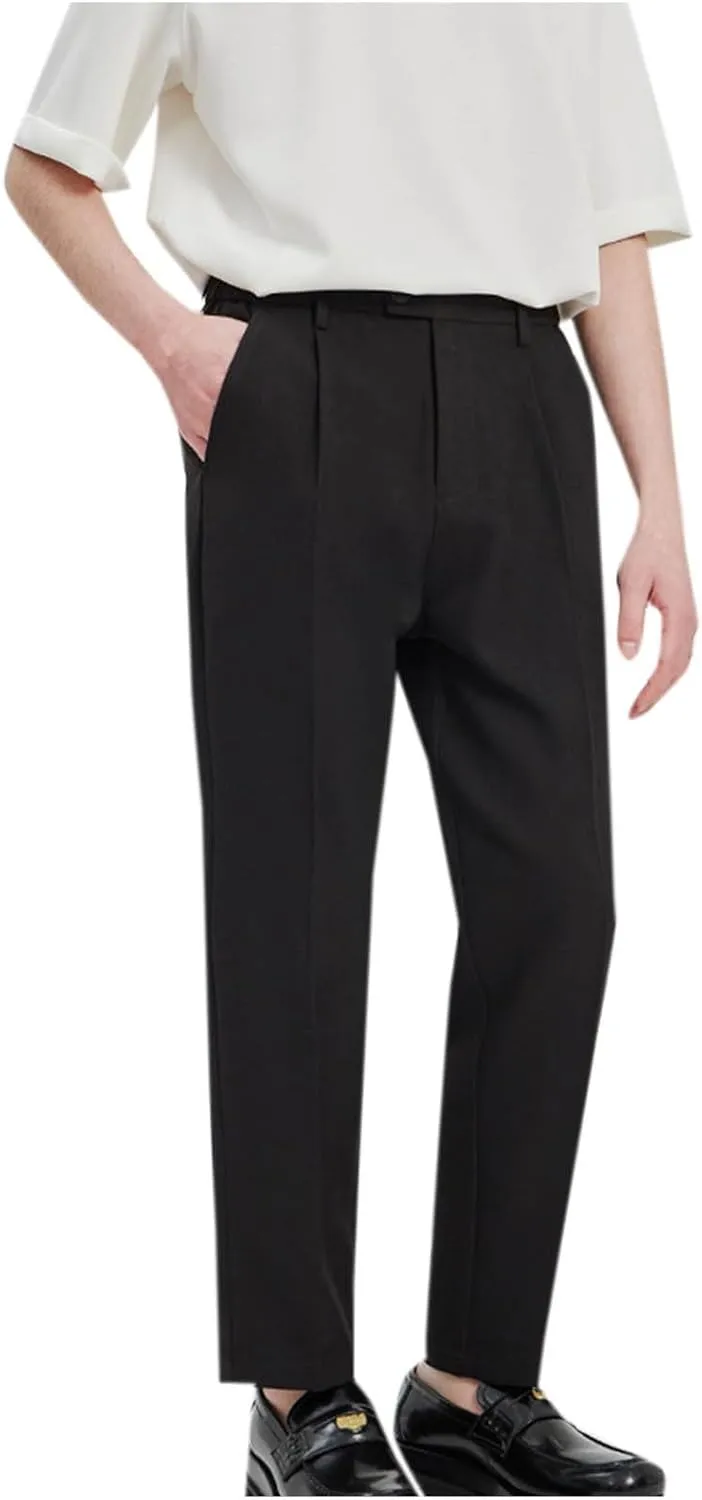 Men's Dress Pants Workday Classic Fit Suit Pants Casual Pleated Front Dress Pants Straight Fit Pants