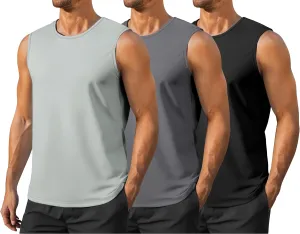 Men's Gym Tank Top Quick Dry 3 Pack Sleeveless Muscle Shirts Sun Protection UPF50  Running Workout Tank Tops
